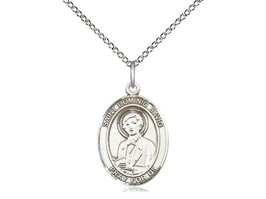 Sterling Silver St. Dominic Savio patron saint medal necklace with 18 inch curb chain by Bliss Manufacturing