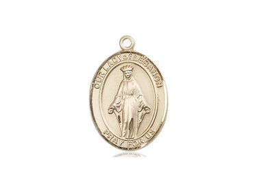 14kt solid gold Our Lady of Lebanon medal pendant 3/4 x 1/2 inches handcrafted by Bliss Manufacturing