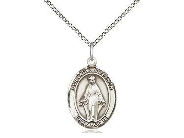 Sterling silver Our Lady of Lebanon pendant necklace 3/4 x 1/2 inches on 18 inch chain by Bliss