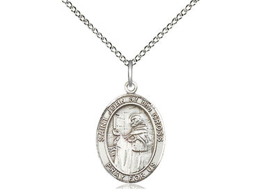 Sterling Silver St. John of the Cross patron saint medal necklace, 3/4 x 1/2 inch pendant on 18 inch chain, handcrafted by Bliss USA