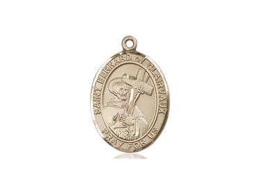 14kt solid gold St. Bernard of Clairvaux patron saint medal pendant handcrafted by Bliss