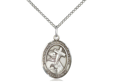 Sterling Silver St. Bernard of Clairvaux Patron Saint Medal Necklace 3/4 x 1/2 inch on 18 inch chain by Bliss