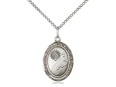 Sterling Silver Medium Footprints Cross Necklace 3/4 x 1/2 inch pendant with 18 inch chain by Bliss