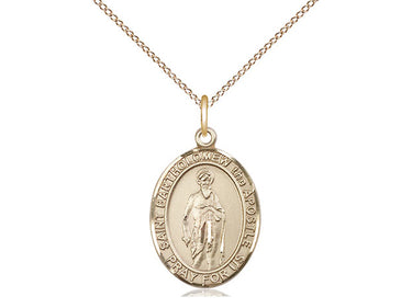 14kt Gold Filled St. Bartholomew the Apostle Patron Saint Medal Necklace 3/4 x 1/2 inch on 18 inch chain by Bliss