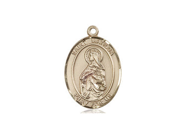 14kt Solid Gold St. Matilda Patron Saint Medal Pendant 3/4 x 1/2 inch by Bliss