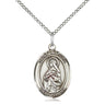 Sterling Silver St. Matilda patron saint medal necklace with 18 inch curb chain, 3/4 x 1/2 inch medium medal, handmade in USA by Bliss Manufacturing