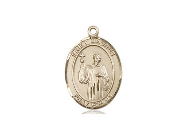 14kt Solid Gold St. Maurus Patron Saint Medal Pendant 3/4 x 1/2 inch by Bliss Manufacturing