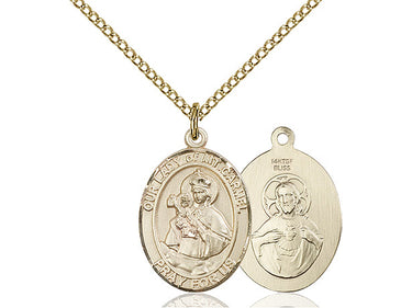 Gold Filled Our Lady of Mount Carmel Catholic medal necklace with 18 inch chain handcrafted by Bliss Manufacturing
