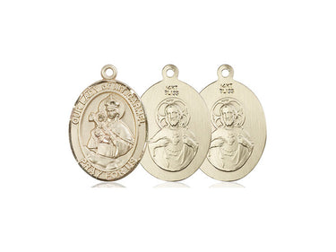 14kt Solid Gold Our Lady of Mount Carmel Medal Pendant 3/4 inch by 1/2 inch Handmade by Bliss