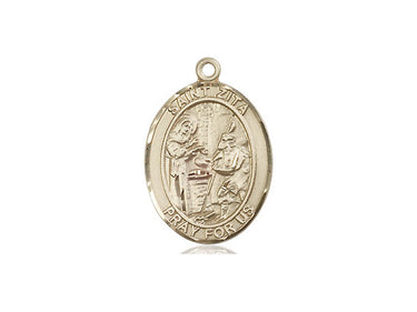 14kt Solid Gold St. Zita Patron Saint Medal Pendant 3/4 inch by Bliss Manufacturing