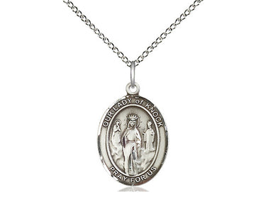 Sterling Silver Our Lady of Knock Catholic Medal Necklace 3/4 inch by Bliss USA