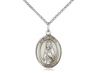 Sterling Silver St. Alice Patron Saint Medal Necklace with 18 inch chain by Bliss Manufacturing