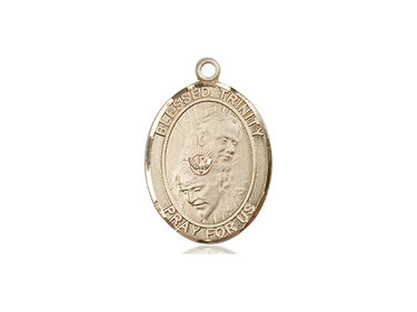 14kt Solid Gold Blessed Trinity Medal Pendant 3/4 inch by 1/2 inch Medium Size Handcrafted by Bliss Manufacturing USA