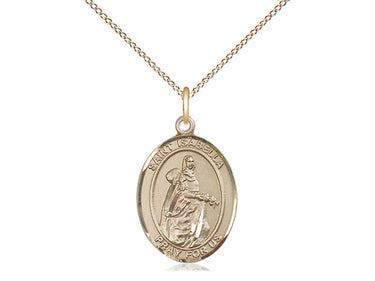 14kt Gold Filled St. Isabella of Portugal Patron Saint Medal Necklace 3/4 x 1/2 inches on 18 inch curb chain by Bliss