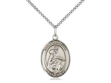 Sterling Silver St. Isabella of Portugal Patron Saint Medal Necklace 3/4 inch x 1/2 inch on 18 inch chain by Bliss