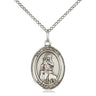 Sterling silver St. Rachel patron saint medal necklace with 3/4 inch pendant on 18 inch curb chain by Bliss Manufacturing