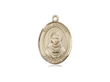 14kt Solid Gold St. Rebecca Patron Saint Medal Pendant, 3/4 x 1/2 inch, handcrafted by Bliss Manufacturing USA
