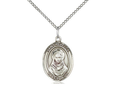 Sterling Silver St. Rebecca Patron Saint Medal Necklace, 3/4 x 1/2 inch pendant with 18 inch chain, by Bliss Manufacturing