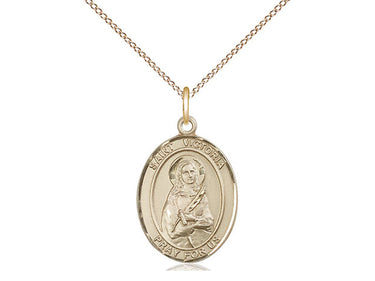 14kt gold filled St. Victoria patron saint medal necklace 3/4 inch with 18 inch chain by Bliss