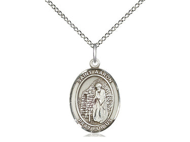 Sterling Silver St. Aaron Patron Saint Medal Necklace with 18 inch chain by Bliss Manufacturing