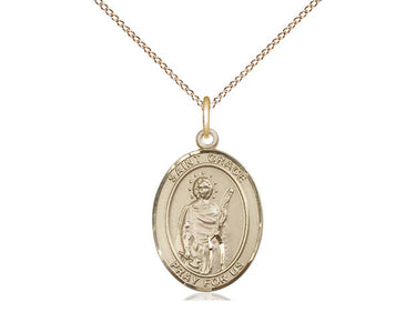 14kt Gold Filled St. Grace Patron Saint Medal Necklace 3/4x1/2 18 inch Chain Bliss USA