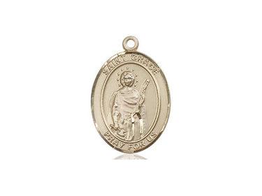 14kt Solid Gold Medium St. Grace Medal Pendant 3/4 x 1/2 inches Handcrafted by Bliss Manufacturing