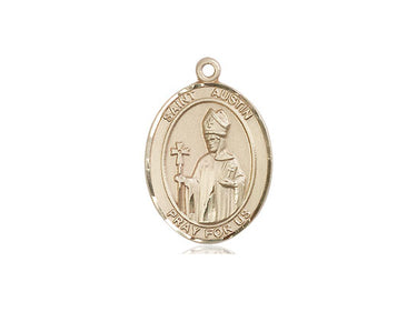 14kt solid gold St. Austin Catholic patron saint medal pendant handcrafted by Bliss Manufacturing