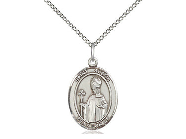Sterling Silver St. Austin Patron Saint Medal Necklace with 18 inch Chain - Handcrafted by Bliss USA