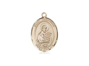 14kt solid gold St. Christian Demosthenes patron saint medal pendant 3/4 inch by 1/2 inch handmade by Bliss