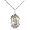 Sterling Silver St Christian Demosthenes Catholic patron saint medal necklace 3/4 x 1/2 inch with 18 inch chain by Bliss