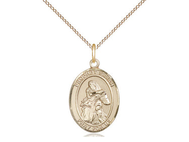 14kt gold filled St. Isaiah patron saint medal necklace 3/4 x 1/2 inches on 18 inch chain by Bliss