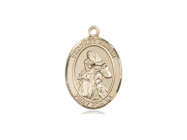 14kt solid gold St. Isaiah patron saint medal pendant 3/4 x 1/2 inches handcrafted by Bliss