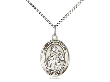 Sterling Silver St. Isaiah Patron Saint Medal Necklace 3/4 inch x 1/2 inch on 18 inch chain by Bliss