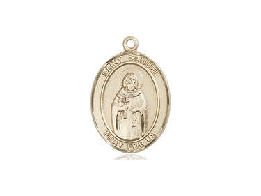 14kt Solid Gold St. Samuel Patron Saint Medal Pendant 3/4 x 1/2 inch by Bliss