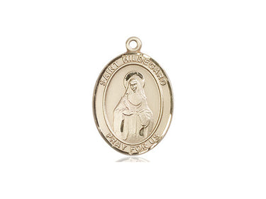 14kt Solid Gold St. Hildegard von Bingen patron saint medal pendant, 3/4 x 1/2 inch, handcrafted by Bliss USA