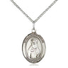 Sterling silver St. Hildegard von Bingen patron saint medal necklace, 3/4x1/2 inch pendant on 18 inch chain, handcrafted by Bliss Manufacturing USA