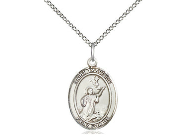 Sterling Silver St. Tarcisius patron saint medal necklace, 3/4 x 1/2 inch with 18 inch chain, handcrafted by Bliss Manufacturing USA