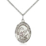Sterling Silver St. Bernard of Montjoux Medal Necklace 3/4 inch by 1/2 inch on 18 inch curb chain handmade in USA by Bliss Manufacturing