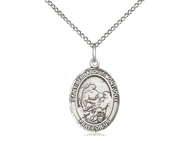 Sterling Silver St. Bernard of Montjoux Medal Necklace 3/4 inch by 1/2 inch on 18 inch curb chain handmade in USA by Bliss Manufacturing