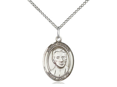 Sterling Silver St. Eugene de Mazenod Patron Saint Medal Necklace 3/4 x 1/2 inch on 18 inch Chain by Bliss
