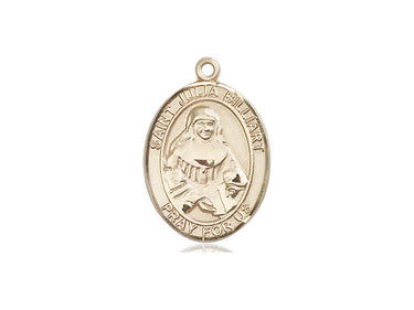 14kt Solid Gold St. Julia Billiart patron saint medal pendant, 3/4 x 1/2 inch, handmade in USA by Bliss