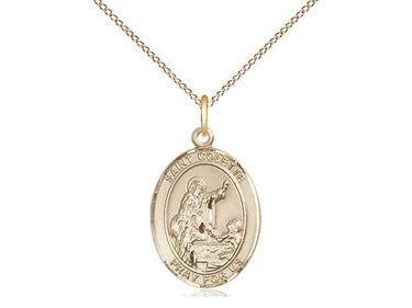 14kt gold filled St. Colette patron saint medal necklace 3/4 inch with 18 inch chain by Bliss