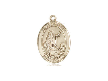14kt solid gold St. Colette patron saint medal pendant 3/4 inch by 1/2 inch handmade by Bliss
