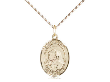14kt Gold Filled St Bruno Patron Saint Medal Necklace 3/4 inch by 1/2 inch with 18 inch Chain by Bliss