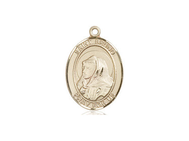 14kt Solid Gold St. Bruno Patron Saint Medal Pendant 3/4 x 1/2 by Bliss