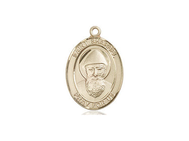 14kt solid gold St. Sharbel patron saint medal pendant, 3/4 x 1/2 inch, handcrafted by Bliss Manufacturing