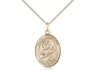 14kt Gold Filled St. Perpetua Patron Saint Medal Necklace 3/4 x 1/2 with 18 inch Chain by Bliss