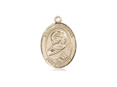 14kt Solid Gold St. Perpetua Patron Saint Medal Pendant 3/4 x 1/2 inch by Bliss Manufacturing