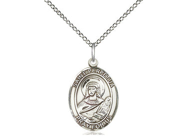 Sterling Silver St. Perpetua Patron Saint Medal Necklace 3/4 x 1/2 inch with 18 inch chain by Bliss