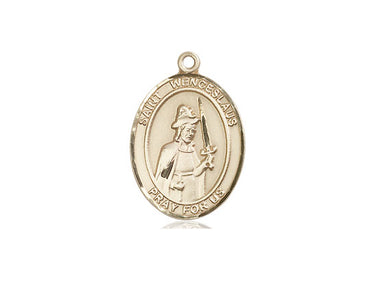 14kt Solid Gold St. Wenceslaus patron saint medal pendant 3/4 inch by Bliss Manufacturing USA